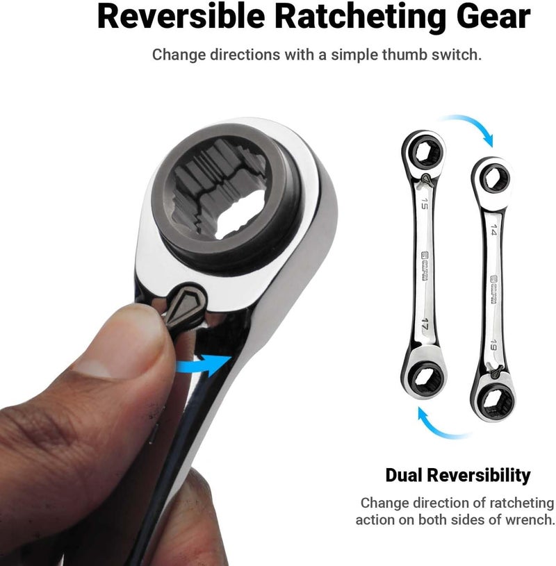 Capri Tools 4-in-1 120-Tooth Box End Reversible Ratcheting Wrench, 5/16, 3/8, 7/16, 1/2 in., SAE - Image 5